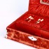 法国红色绒布白浮雕针线盒