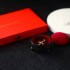 纯银龙戏珠浮雕红色绒面收纳盒针线盒