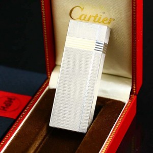 卡地亚Cartier镀银小麦穗纹长款五角气体打火机