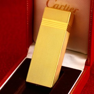 法国Cartier卡地亚打火机镀金小麦穗纹长款五角机型古董气体打火机收藏