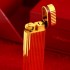法国Cartier卡地亚打火机镀金竖条纹带红圈青金石镶嵌顶盖收藏烟具