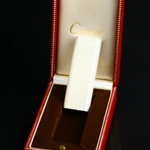卡地亚Cartier充气打火机镀银小麦穗纹长款圆柱