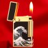 法国dupont都彭打火机间金黑色中国漆时绘海浪古董打火机