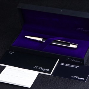法国Dupont都彭圆珠笔双笔芯挑战者系列黑色漆面原盒