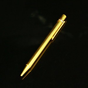卡地亚Cartier镀金竖条纹三色金圆珠笔