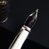 法国Dupont都彭间银菱形纹黑色漆面14K金尖钢笔签名商务