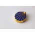 日本御木本MILIMOTO贝壳带珍珠蓝色七宝烧金边精致小台钟