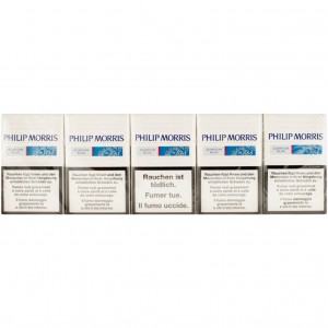 Philip Morris Companies hard boxes are Blue label white
