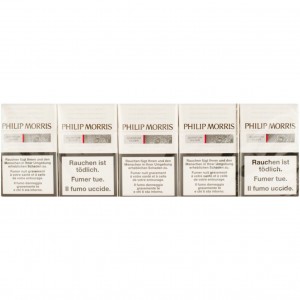 Philip Morris Companies hard box silver label white packaging